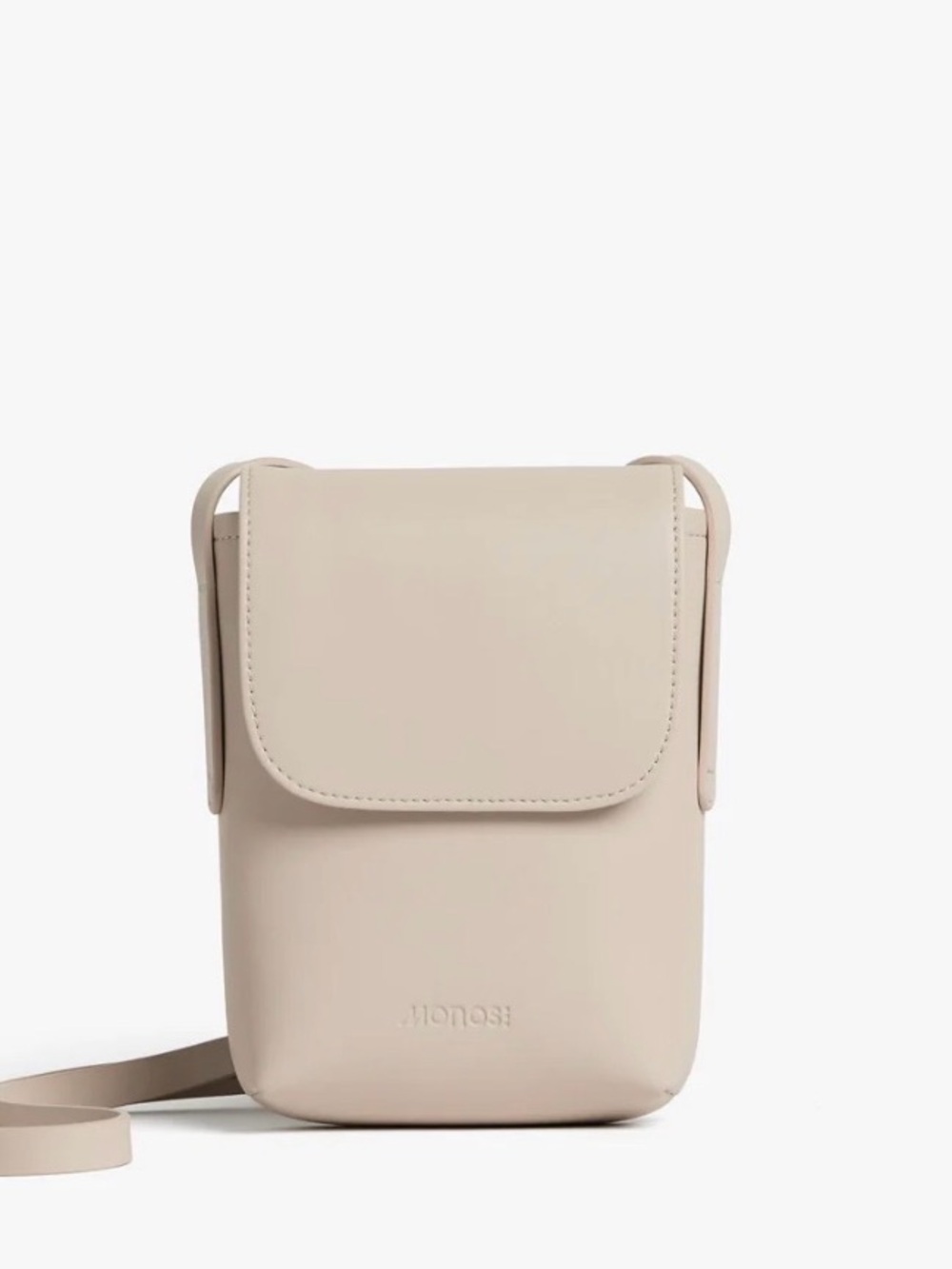 Monos Beige Leather Crossbody Travel Purse